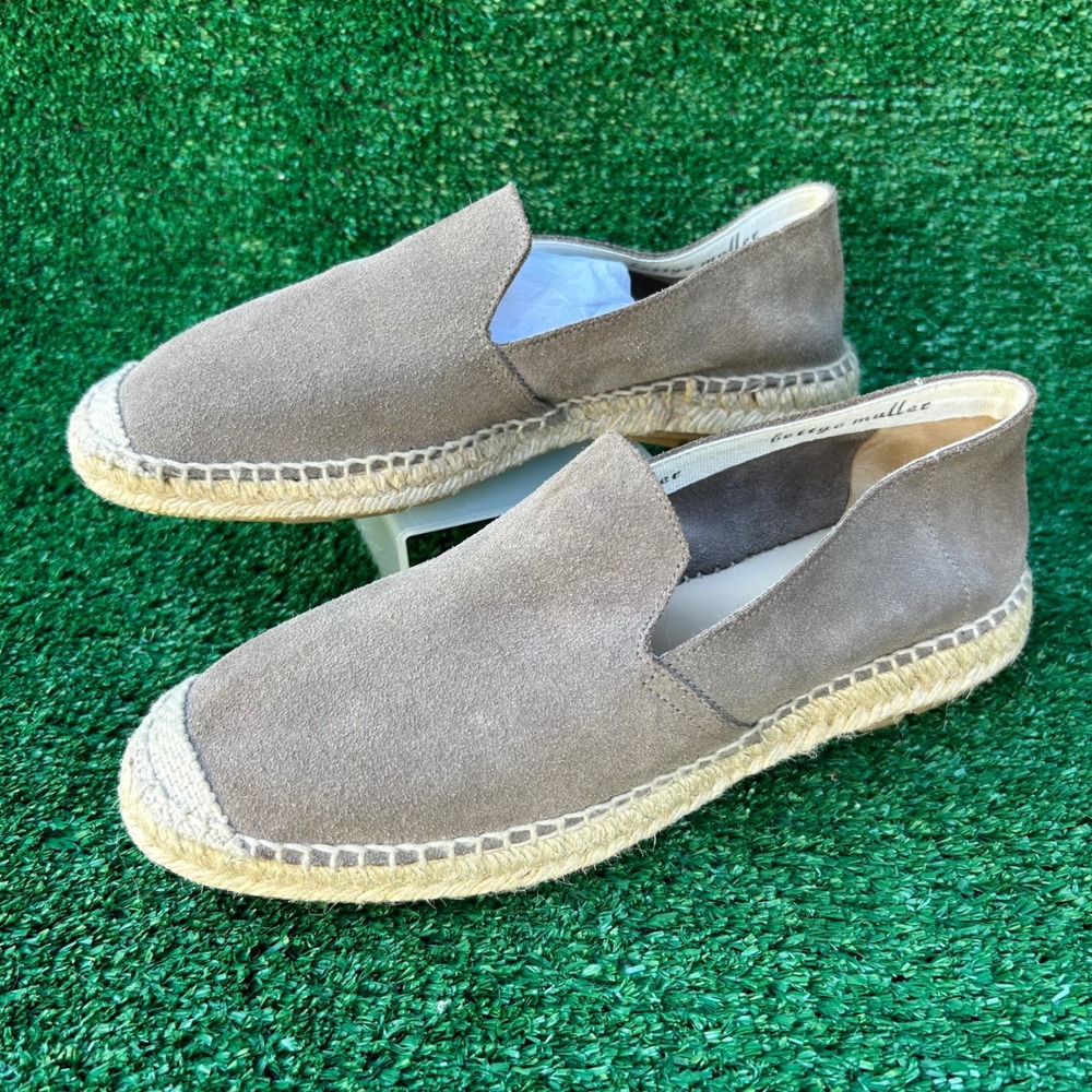 Bettye Muller New York Grey Suede Espadrille Loafers Slip On Flats Size 37